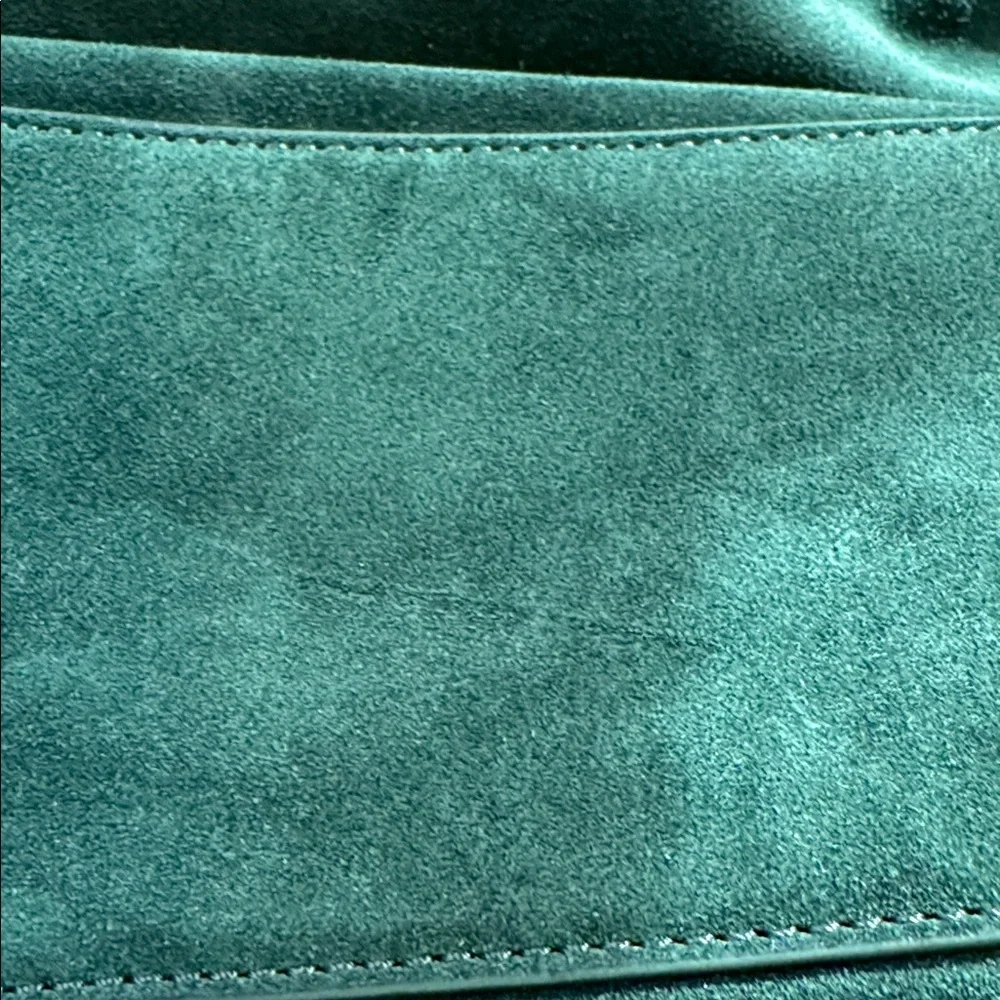 Quince Italian Suede Slouchy Shoulder Bag dark green leather new no tags - Picture 6 of 9